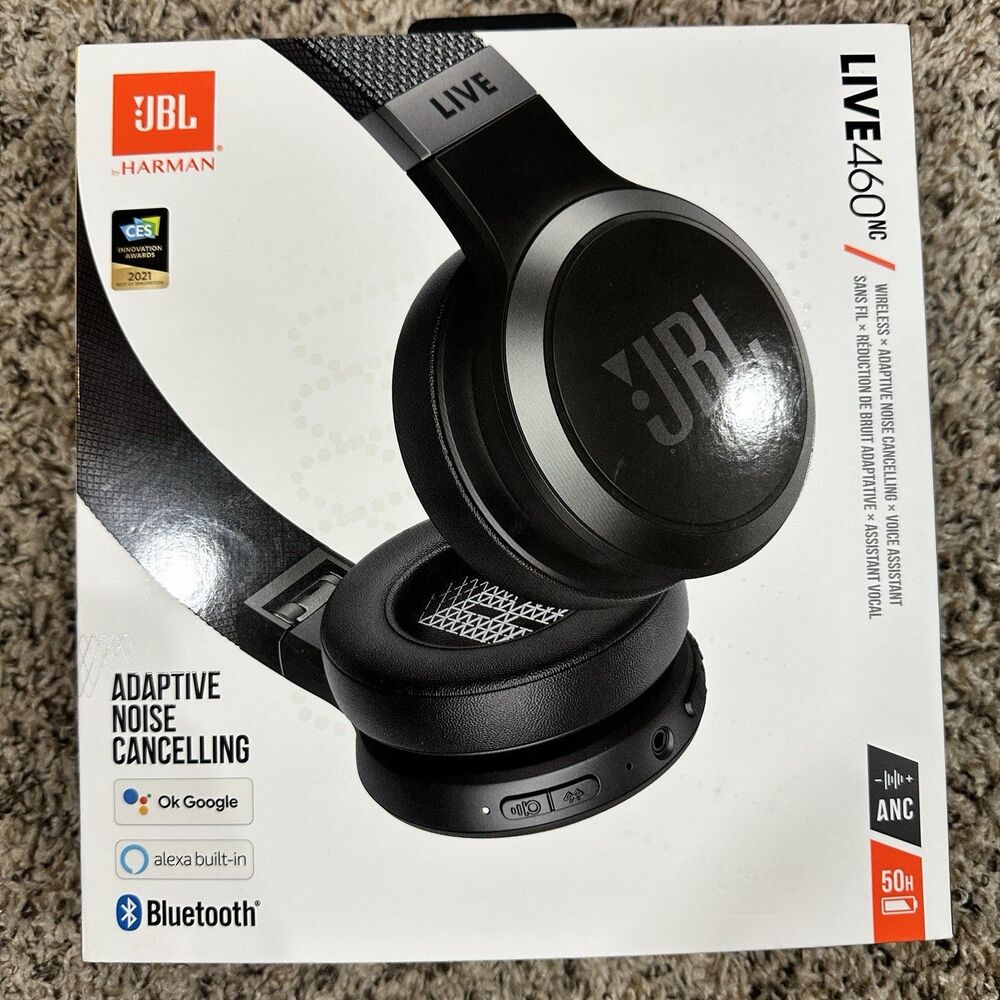 JBL Live 460NC Wireless Bluetooth On the Ear Noise-Canceling Headphones Black